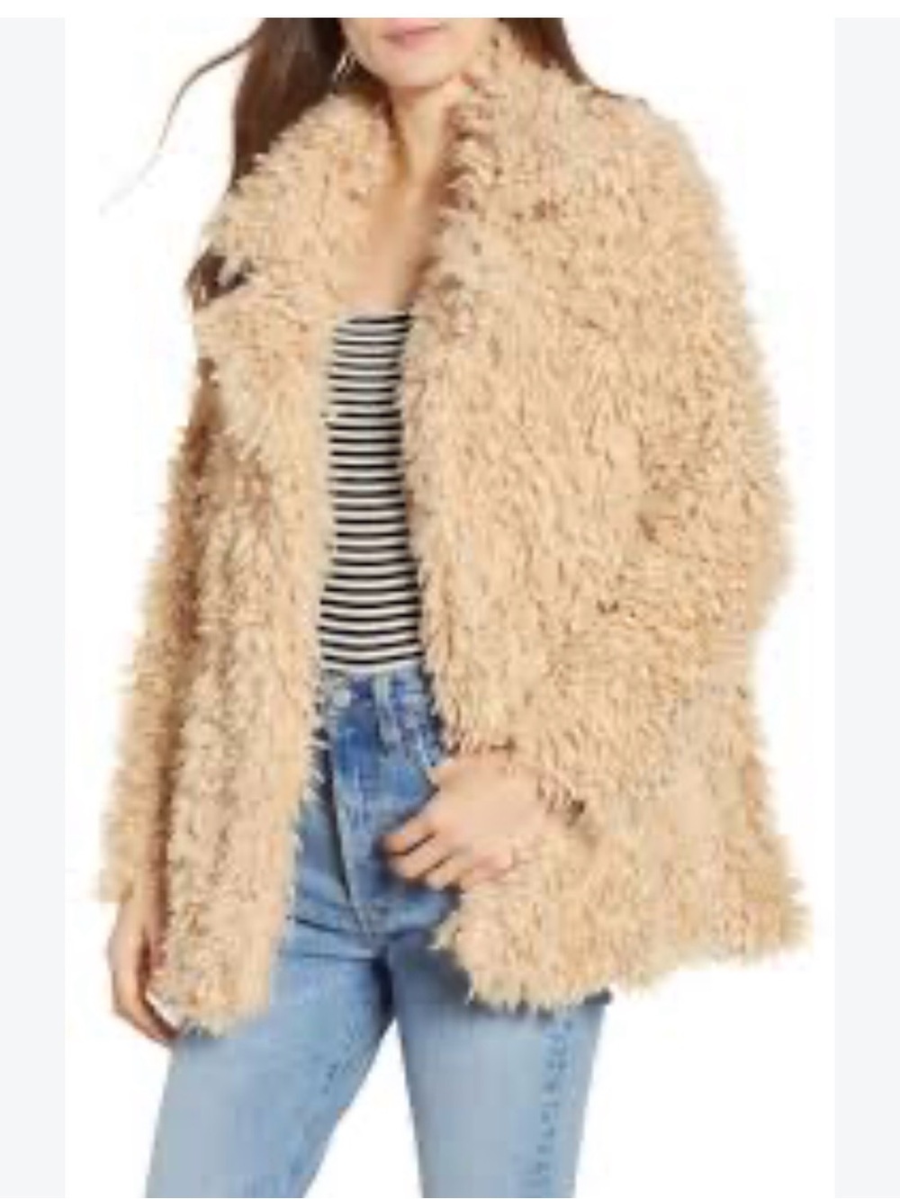 Thread & Supply Plush Teddy Jacket in Cream lined coat jacket Small